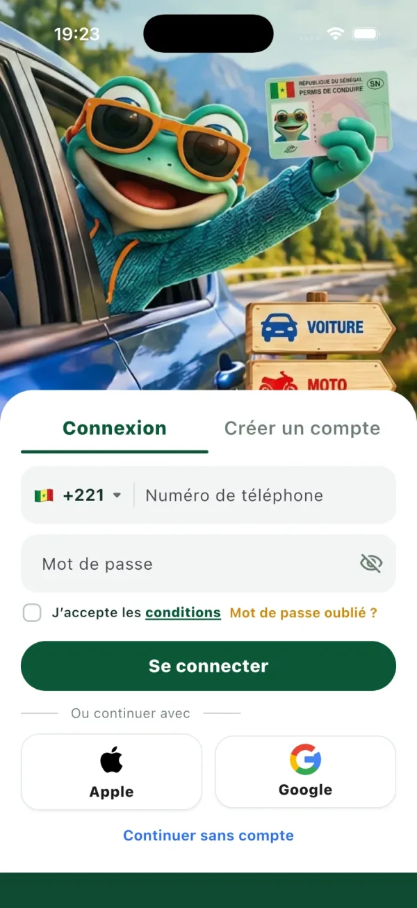 Écran de connexion