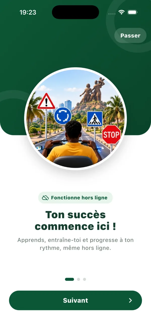 Écran d’introduction : fonctionne hors ligne