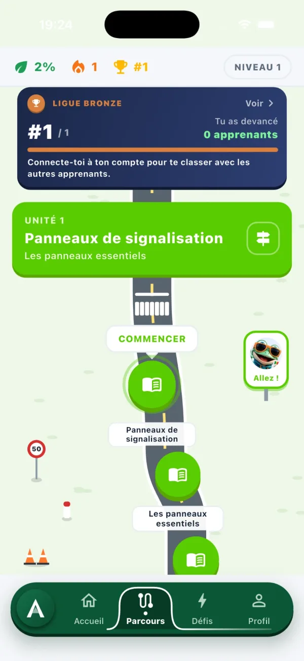 Écran du parcours